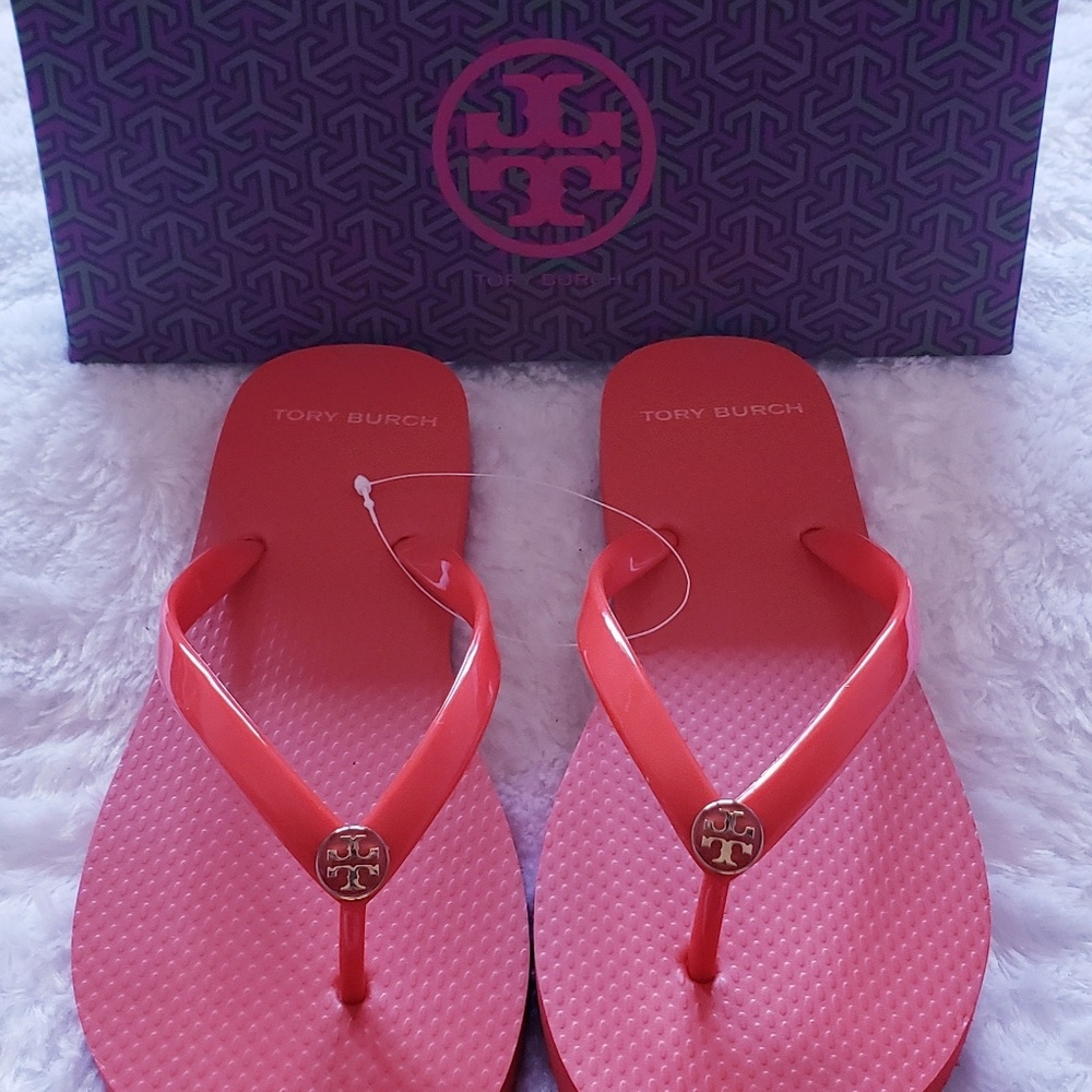 Brand New Tory Burch Poppy Orange Thin Flip Flop - Picture 4 of 4